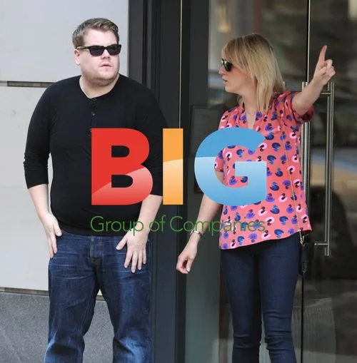 James Corden and Julia Carey in London