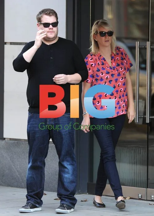 James Corden and Julia Carey in London