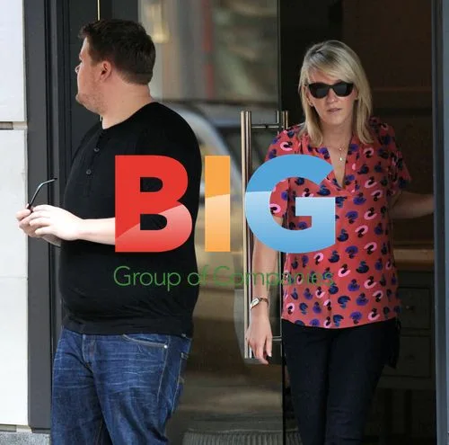 James Corden and Julia Carey in London