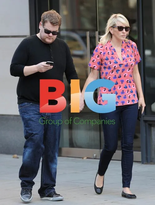 James Corden and Julia Carey in London