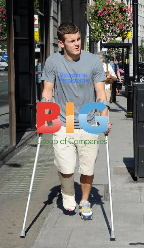 Arsenal footballer Jack Wiltshire on crutches