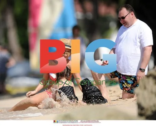 Myleene Klass and family on Barbados beach