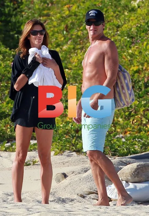 Cindy Crawford and family at beach in Mexico