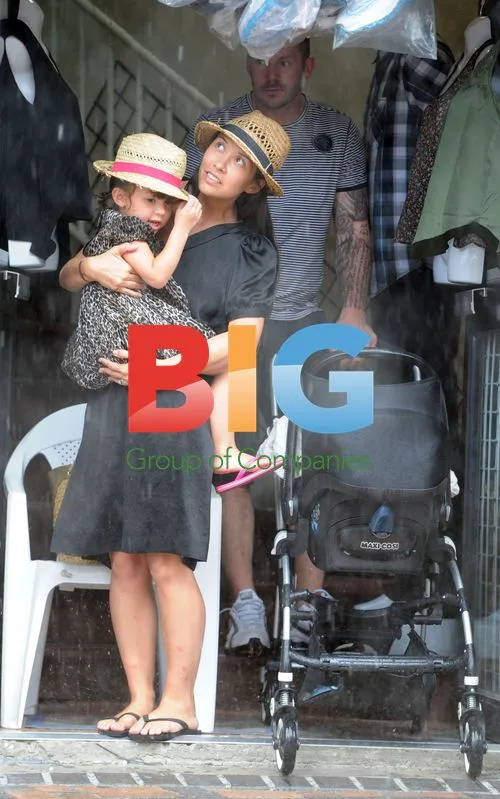 Myleene Klass Family Caught in Caribbean Rain