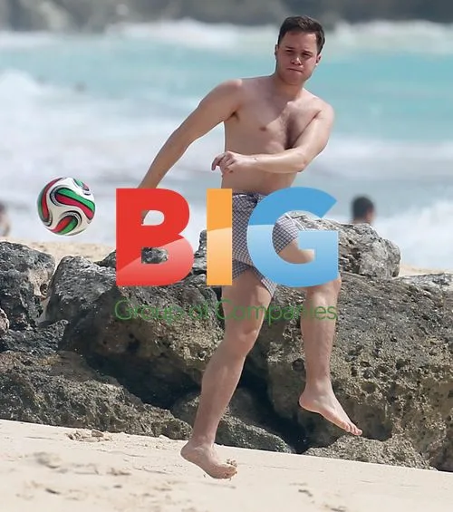 Olly Murs Playing Football on Caribbean Beach
