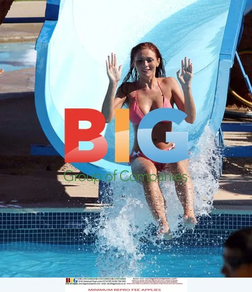 Celebrity Amy Childs at waterslide