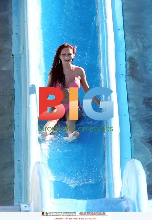Amy Childs in Pink Bikini on Waterslide
