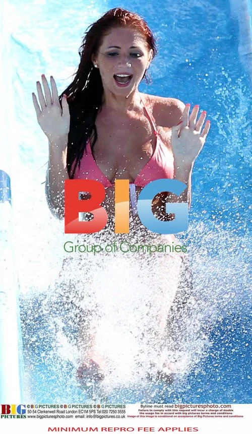 Amy Childs on a Water Slide