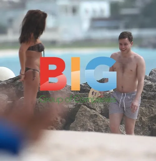Olly Murs Playing Football on Caribbean Beach