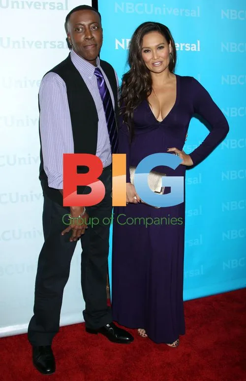 Tia Carrere and Arsenio Hall at NBC Press Tour Party