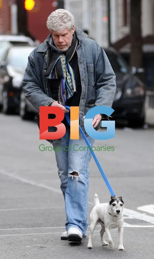 Actor Ron Perlman Walking Dog in NYC