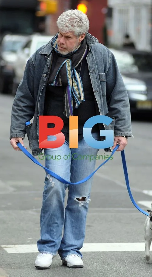 Actor Ron Perlman walking dog