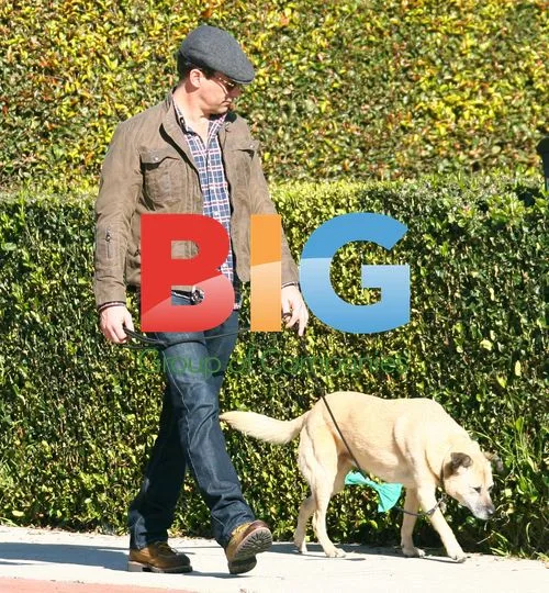 Jon Hamm Walking Dog in Los Feliz