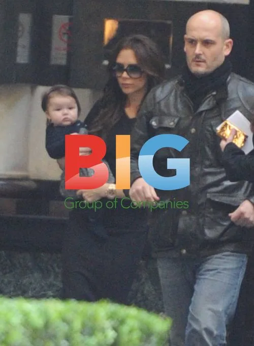 Victoria Beckham and Baby Harper Leaving London Hotel