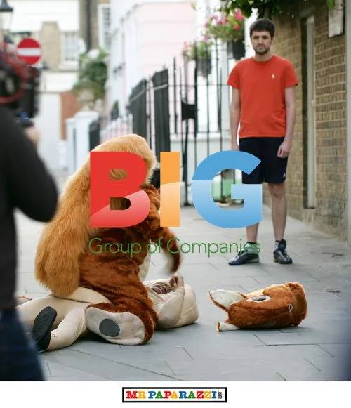 Dom Joly Dressed as Squirrel on Set