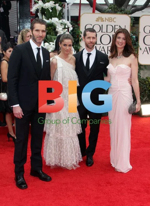 Amanda Peet, David Benioff, D.B. Weiss at Golden Globes