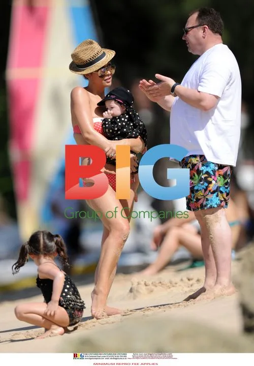 Myleene Klass with daughters on Barbados beach