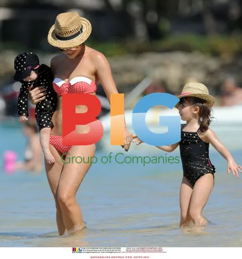 Myleene Klass and Daughters on Barbados Beach