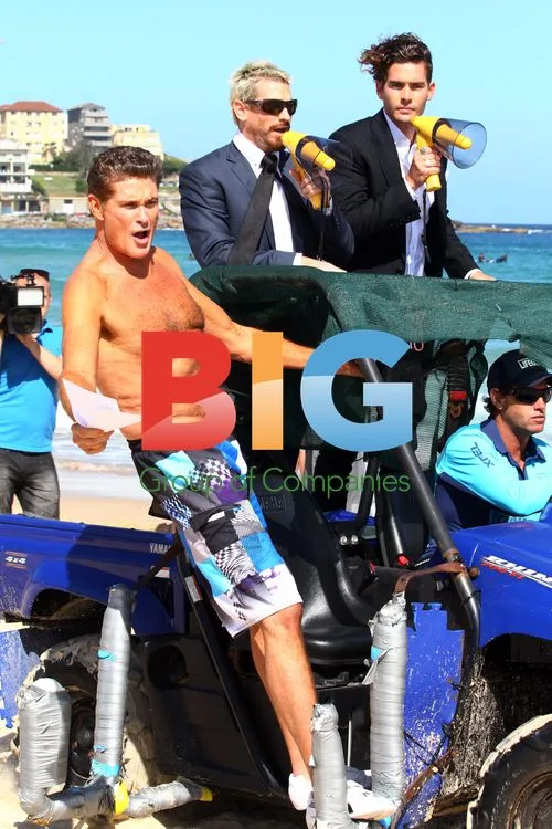 David Hasselhoff, Nathan Jolliffe and Jason Akermanis filming Celebrity Apprentice Australia