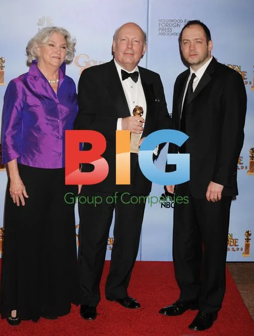 Rebecca Eaton, Julian Fellowes and Gareth Neame at Golden Globes