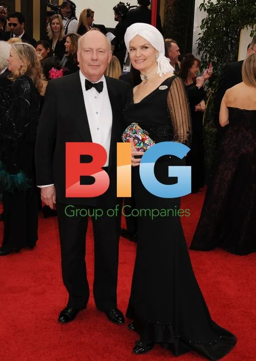 Julian Fellowes and Emma Kitchener Fellowes at Golden Globes