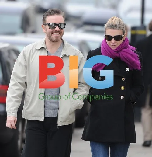 Comedian Ricky Gervais with Girlfriend in London