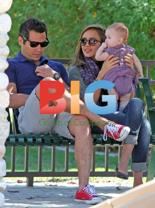 Jessica Alba with family at park