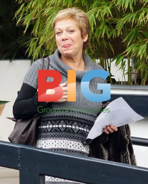 Denise Welch Kisses Russell Grant Outside TV Studio