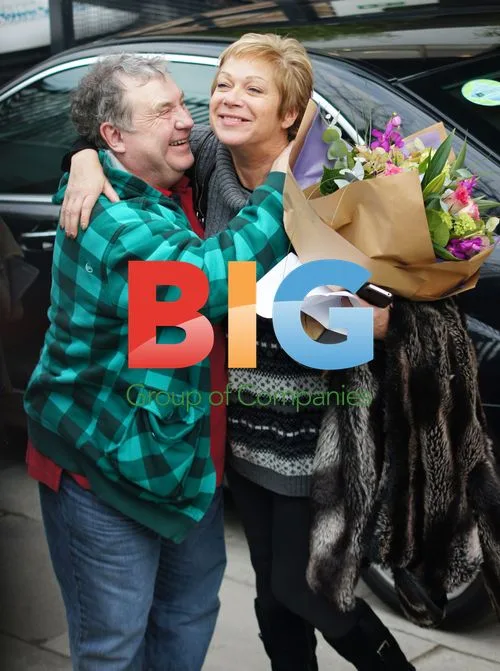Denise Welch Kisses Russell Grant at ITV Studios