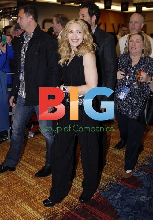 Madonna at Super Bowl XLVI Media Center