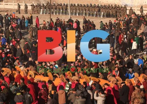 Tibetan Monks Carry Giant Thangka