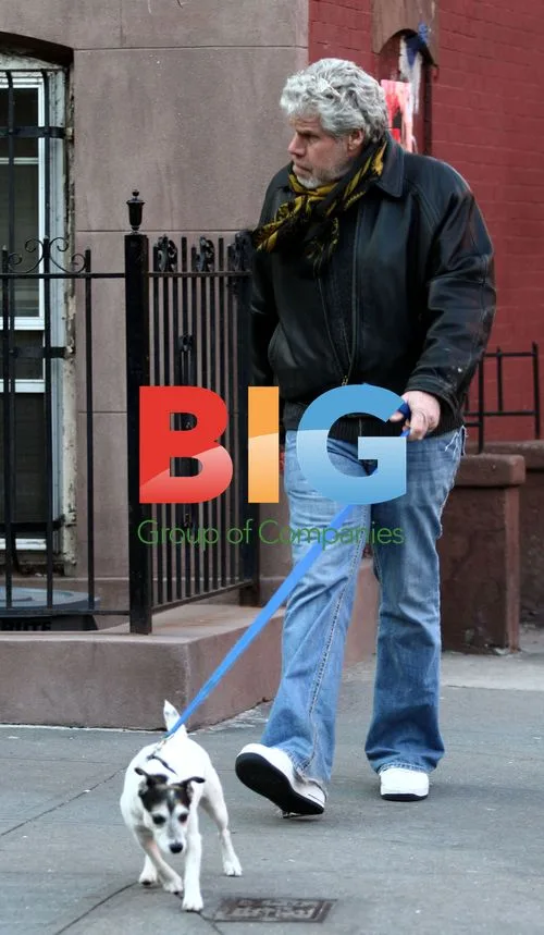 Ron Perlman walking dog in NYC