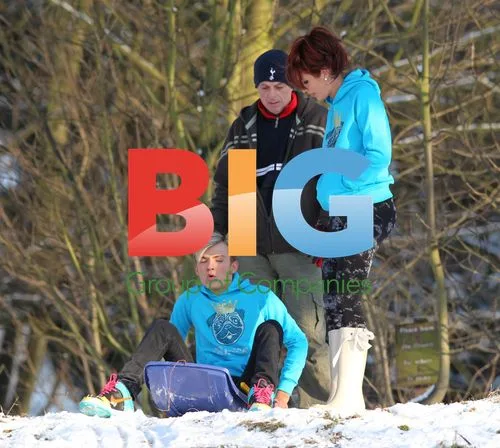 Amy Childs and Cousin Play in Snow