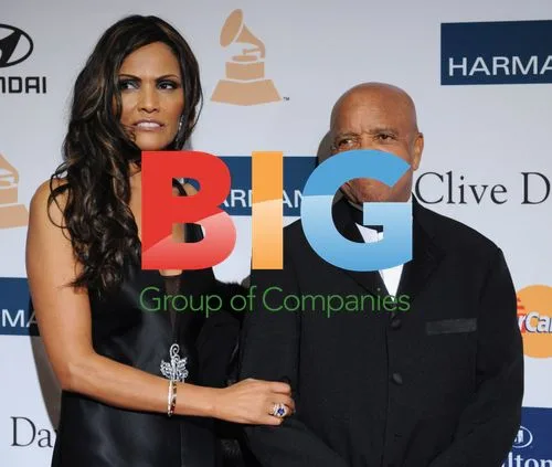 Barry Gordy Jr. and guest at Clive Davis pre-Grammy party