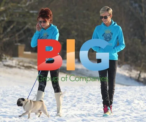 Amy Childs and Harry Derbidge Play in Snow with Pug