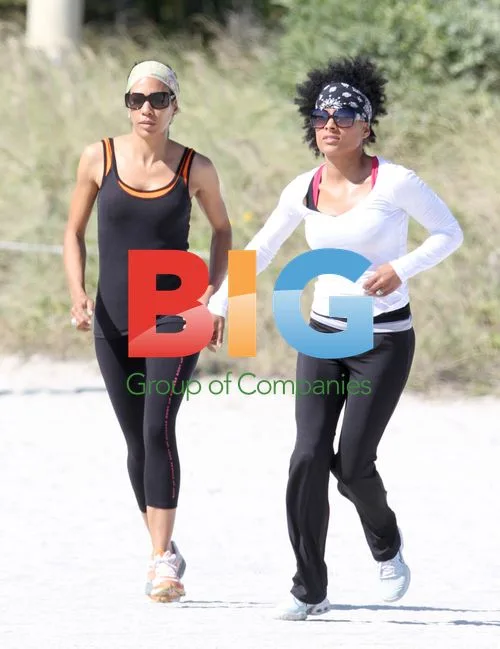 Barbara Becker and Friend Workout on Miami Beach