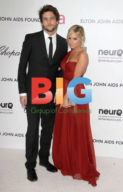 Ashley Tisdale and Martin Johnson at Elton John AIDS Foundation Party
