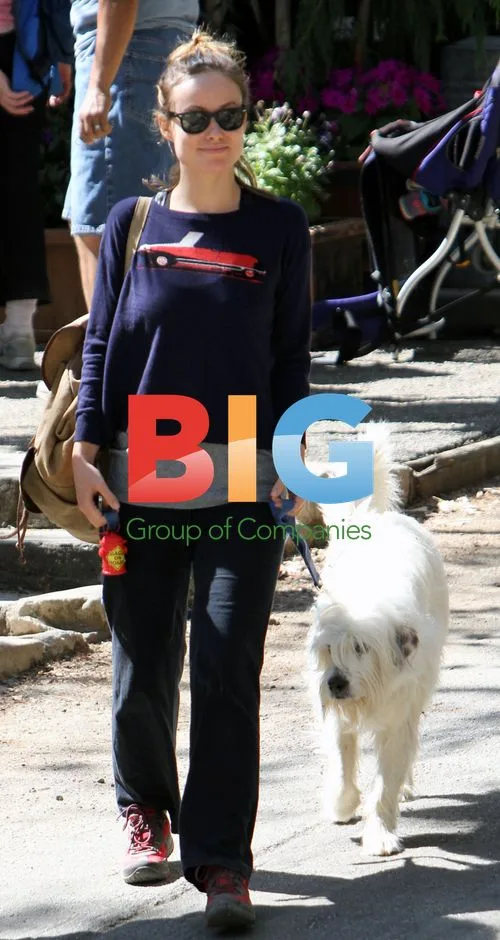 Olivia Wilde Strolls with Dog and Friend