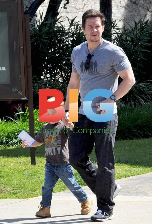 Mark Wahlberg and son at church