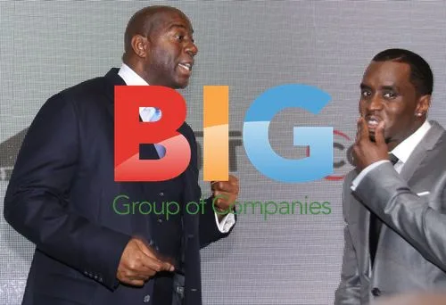 Magic Johnson and Sean 'P. Diddy' Combs at Comcast event