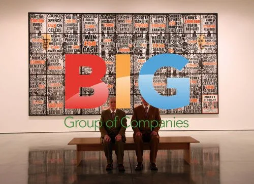 Gilbert and George Pose at London Pictures Exhibition