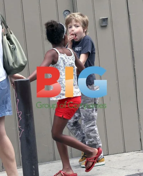 Jolie-Pitt Kids Walk Bulldog in New Orleans
