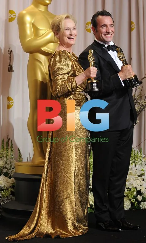 Meryl Streep and Jean Dujardin at Oscars press room