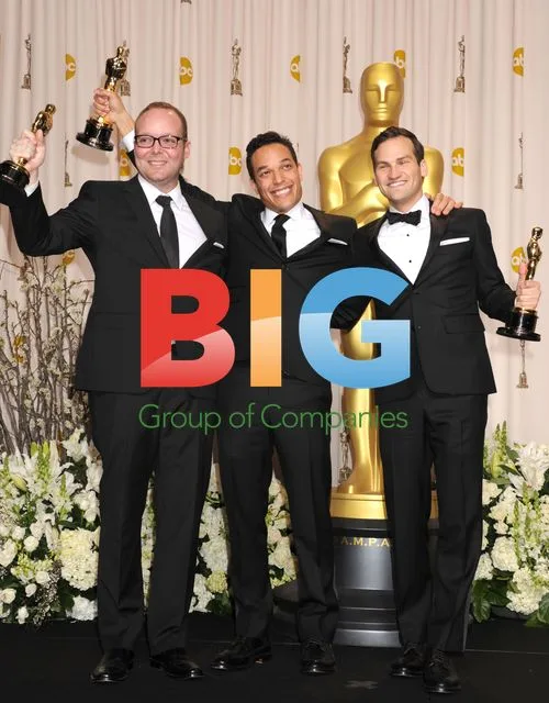 Rich Middlemas, T.J. Martin and Dan Lindsay at Oscars