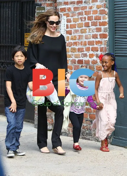 Angelina Jolie with Children in New Orleans