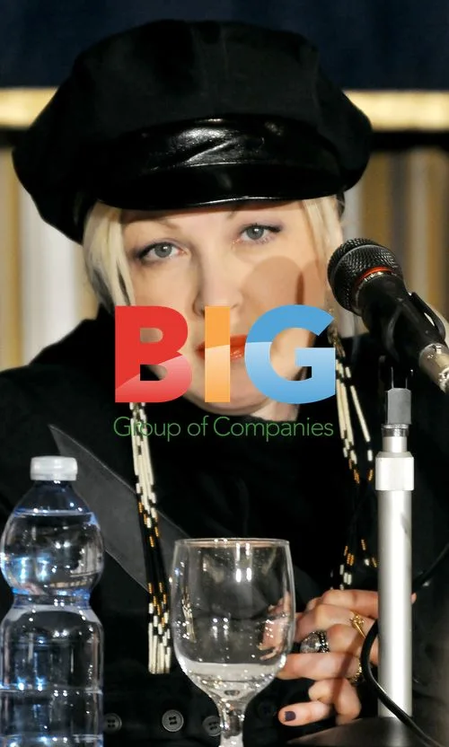 Singer Cyndi Lauper at press conference in Tokyo