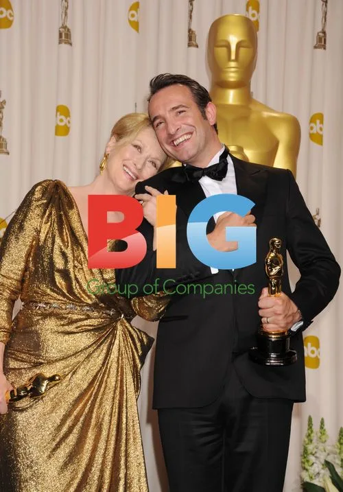 Meryl Streep and Jean Dujardin at Oscars press room