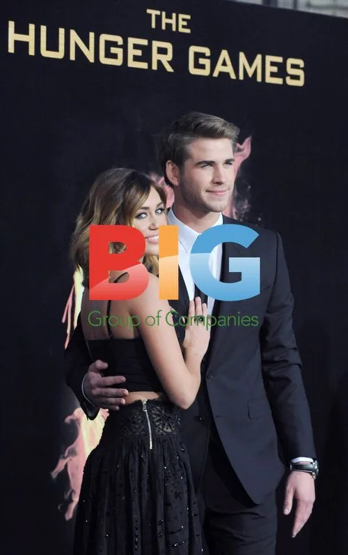 Liam Hemsworth and Miley Cyrus at "The Hunger Games" Premiere