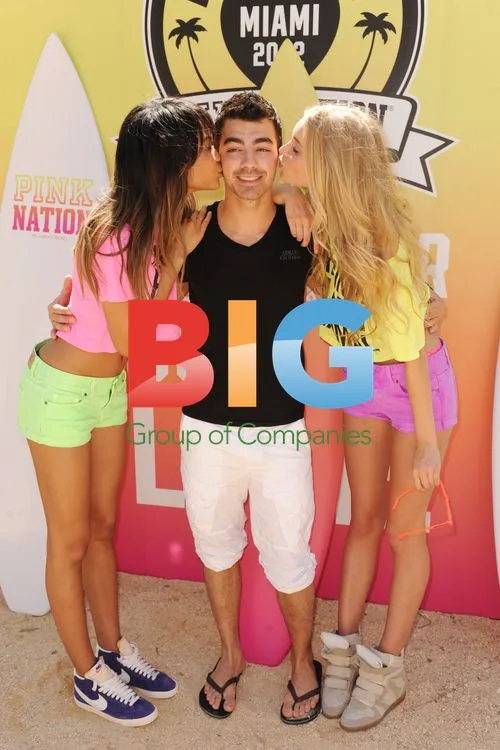 Chanel Iman, Joe Jonas and Elsa Hosk at Victoria Secret Pink party