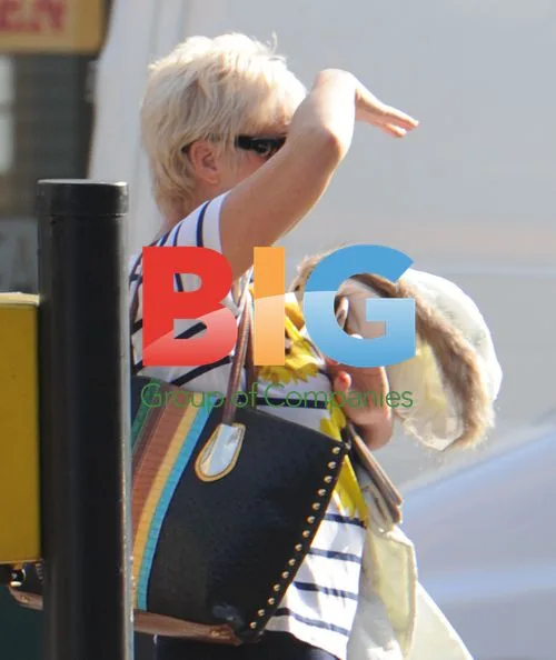 Denise Welch Hails Taxi in London